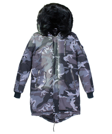 PROJECT X PARIS Fur Hood Parka Jacket Camo 88175533