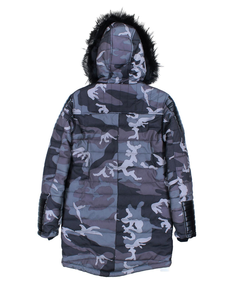 PROJECT X PARIS Fur Hood Parka Jacket Camo 88175542