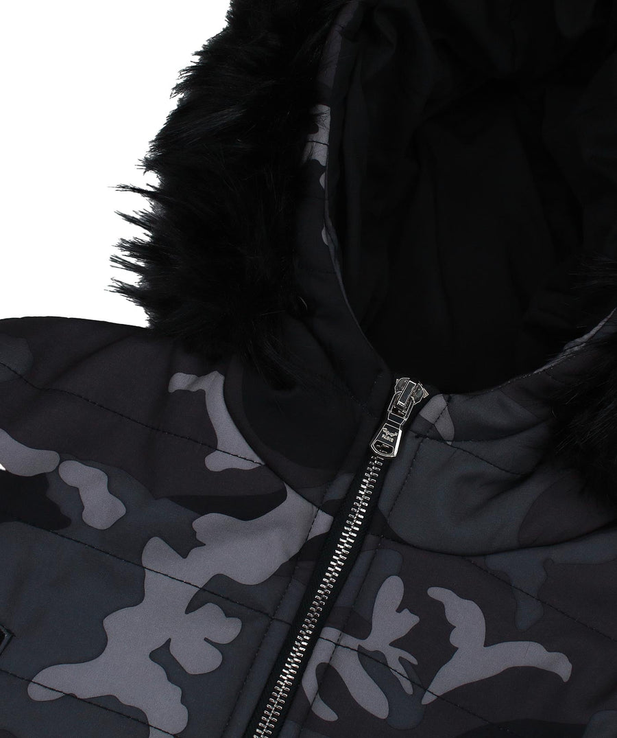 PROJECT X PARIS Fur Hood Parka Jacket Camo 88175542