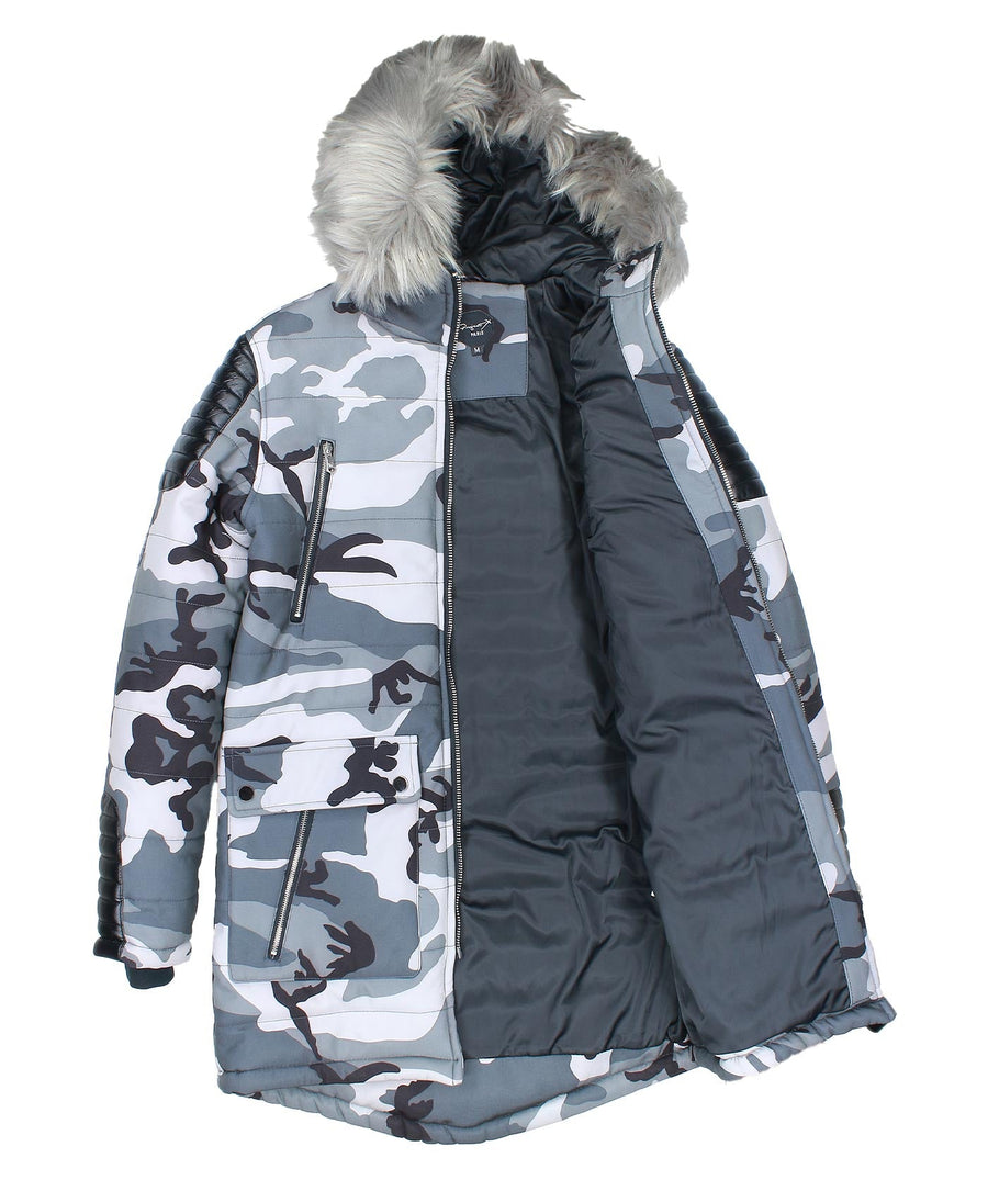 Fur Hood Parka Jacket Camo