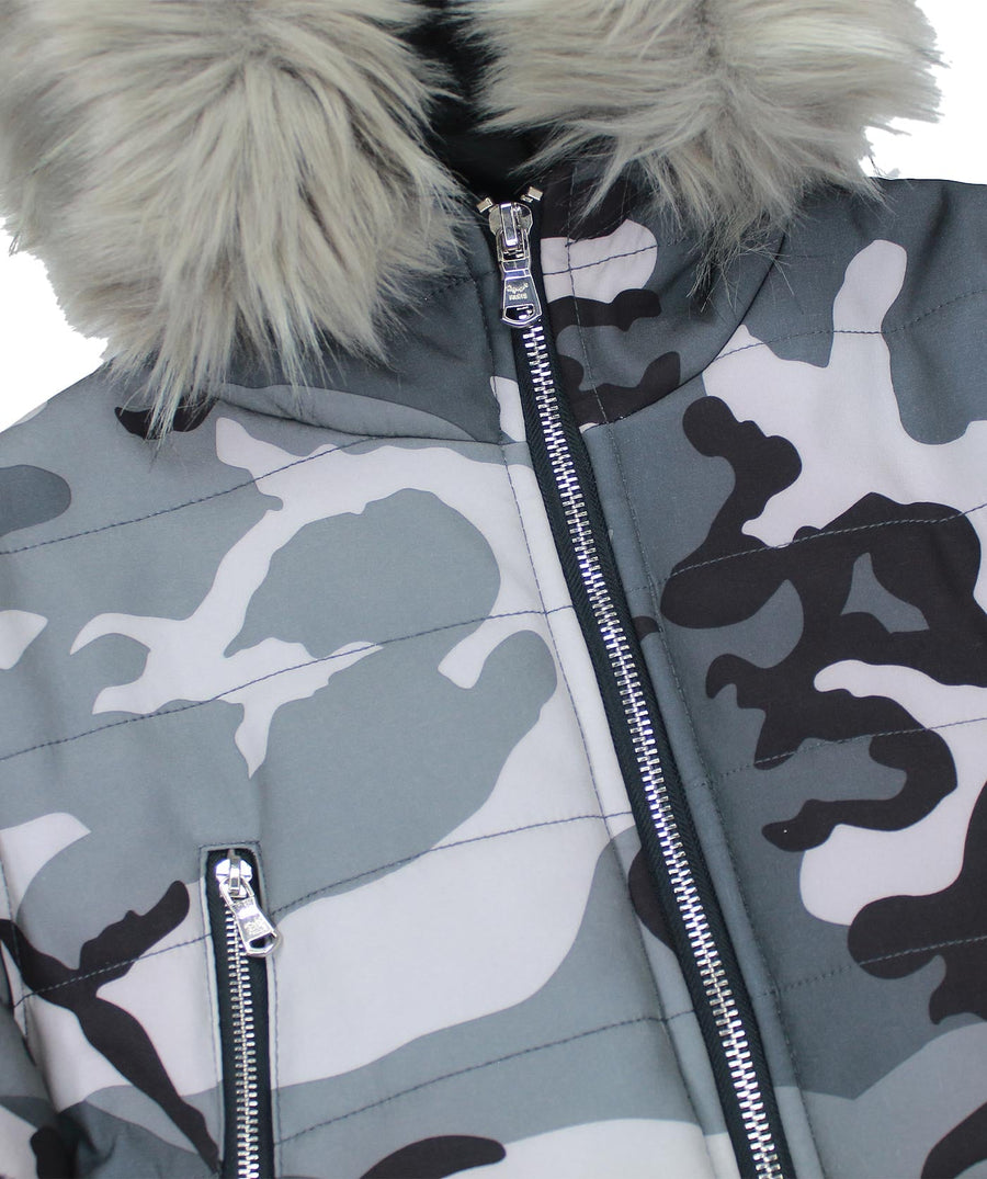 Fur Hood Parka Jacket Camo