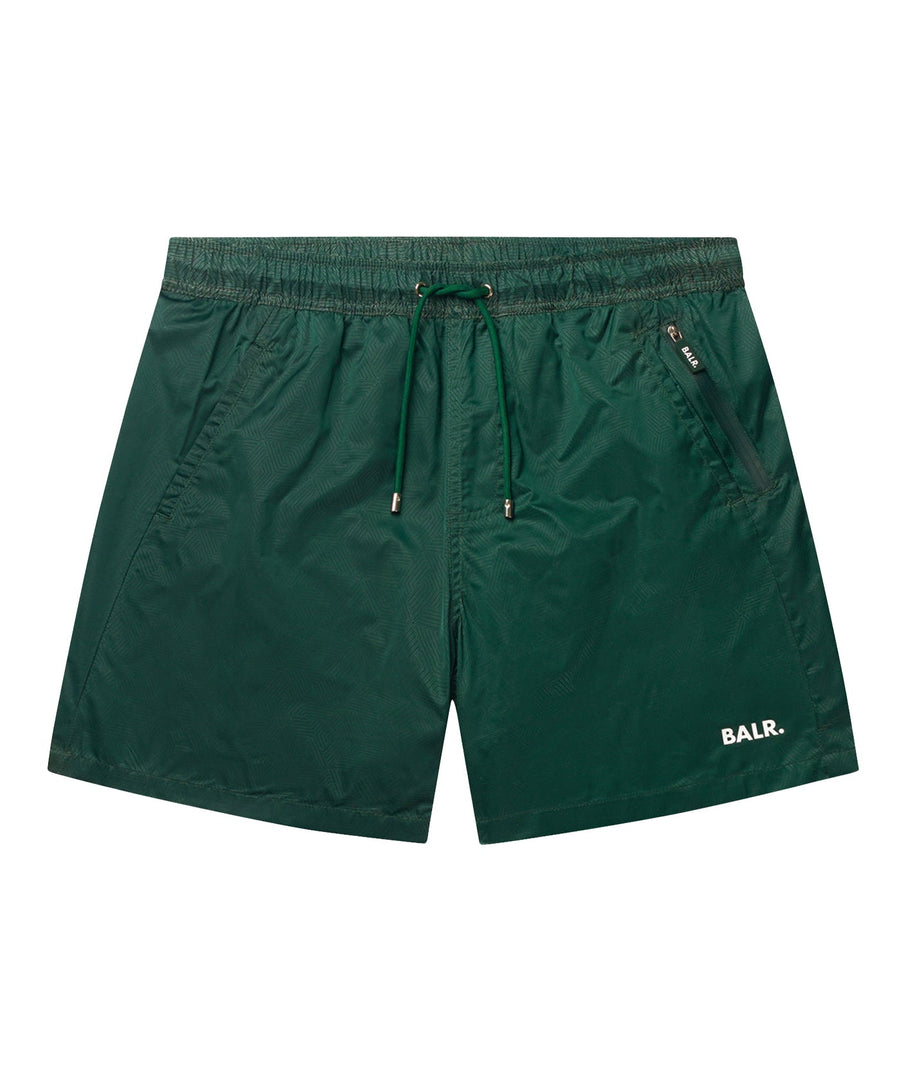 BALR Monogram Swim Shorts B1451.1034 – premium swim shorts featuring an all-over BALR monogram print, an elasticated waistband with a drawcord, and two zippered pockets. Made from lightweight, quick-drying fabric for ultimate comfort and style by the water.