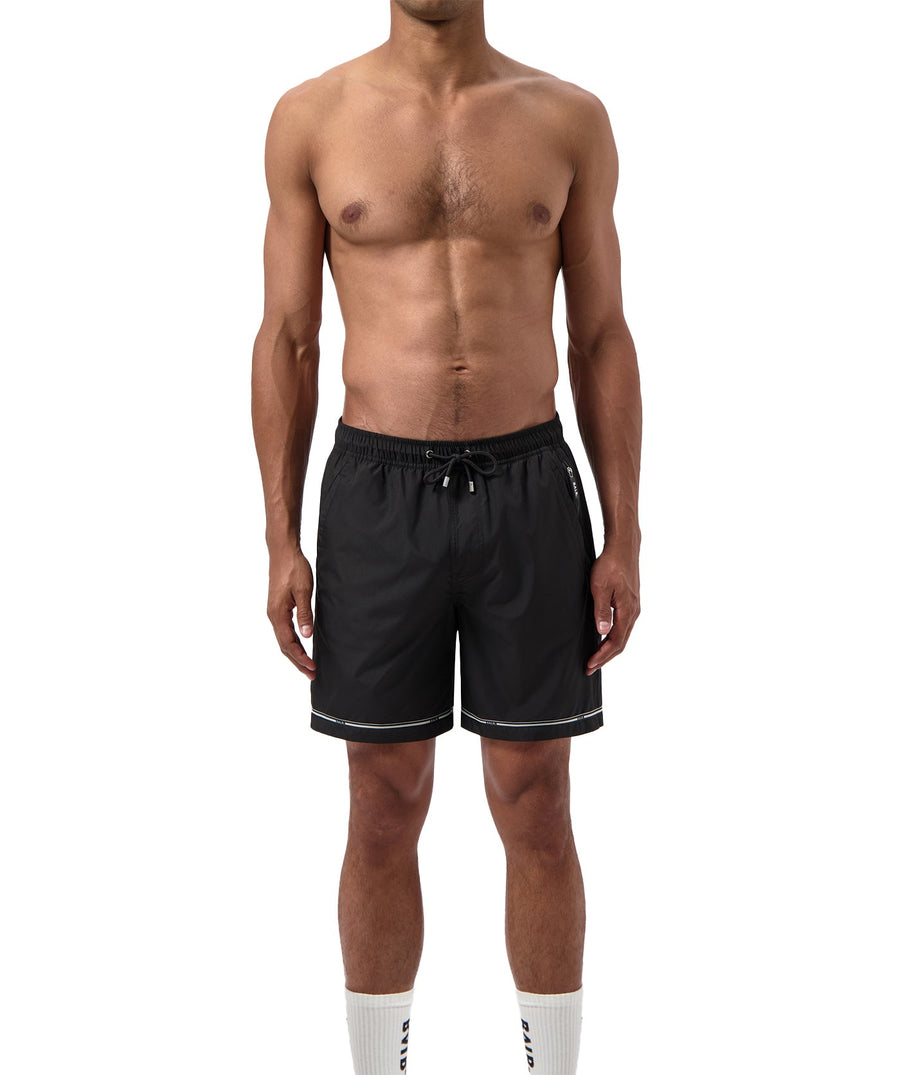 BALR Tape Swim Shorts B1451.1036 – stylish swim shorts featuring an elasticated waistband with a drawcord, BALR-branded side tape detailing, and two zippered pockets. Made from lightweight, quick-drying fabric, perfect for beach days and poolside lounging.