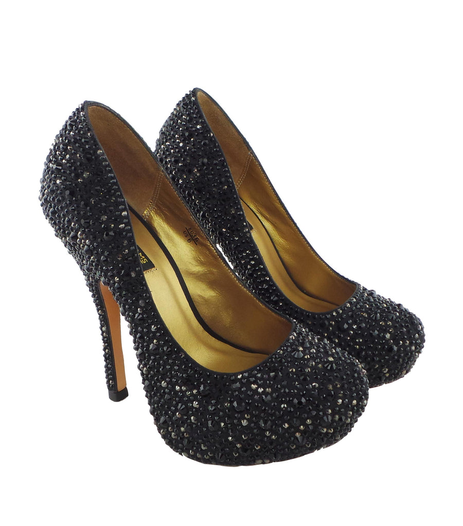 Step into luxury with the Benjamin Adams Rio Jewel Platforms in black. Perfect for glam events &amp; special occasions.