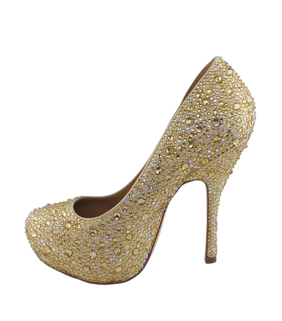 Step into luxury with the Benjamin Adams Rio Jewel Platforms in champagne. Perfect for glam events &amp; special occasions.