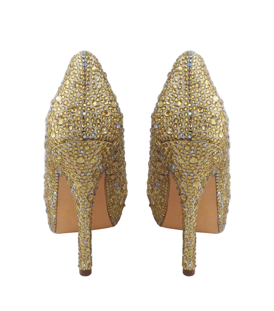 Step into luxury with the Benjamin Adams Rio Jewel Platforms in champagne. Perfect for glam events &amp; special occasions.