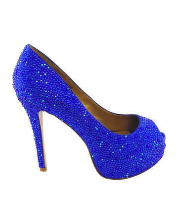 Benjamin Adams Miami Jewel Platforms in blue. Perfect for glam events &amp; special occasions.