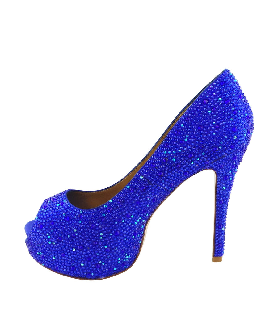 Benjamin Adams Miami Jewel Platforms in blue. Perfect for glam events &amp; special occasions.