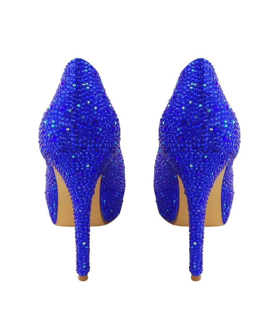 Benjamin Adams Miami Jewel Platforms in blue. Perfect for glam events &amp; special occasions.