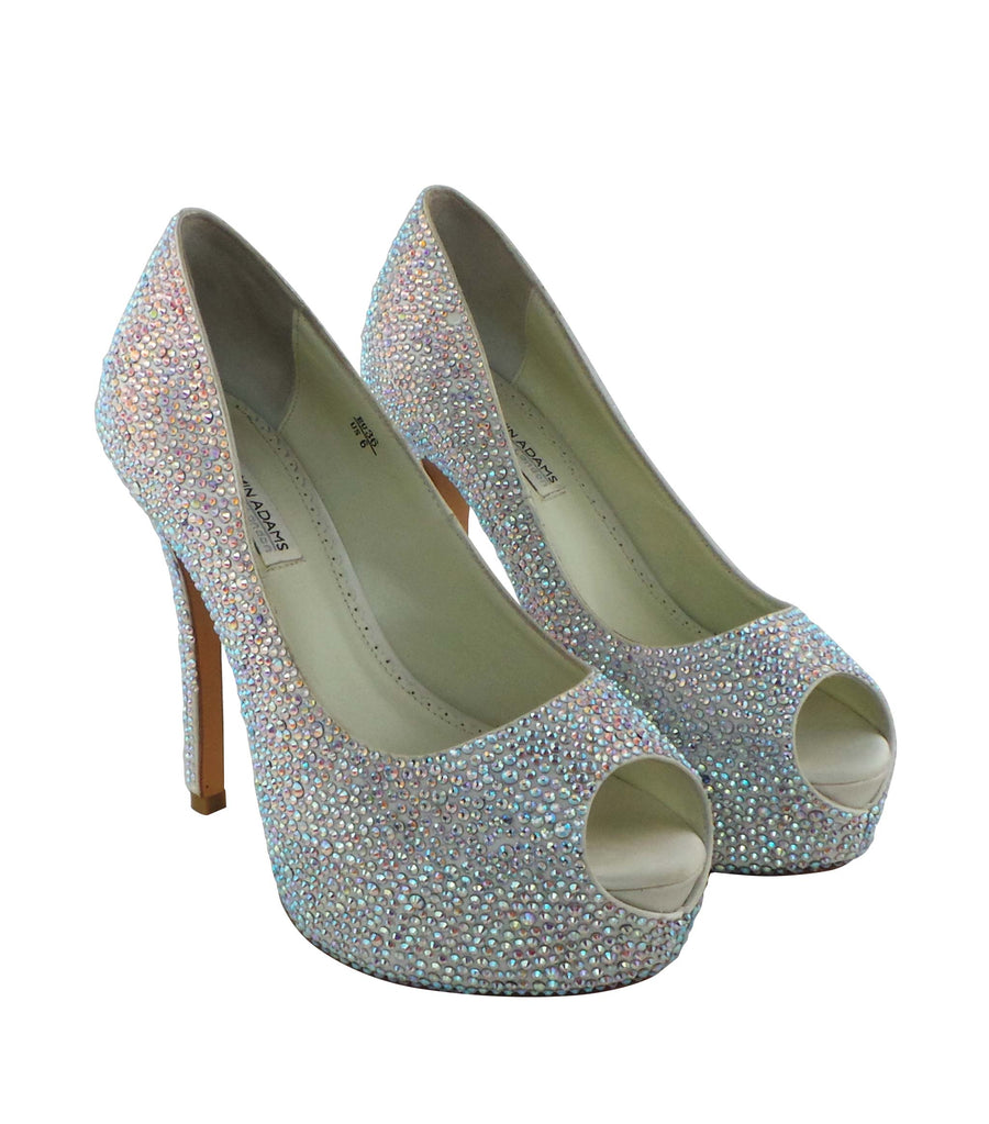 Benjamin Adams Miami Jewel Platforms in silver with mild multi-color jewels. Perfect for glam events &amp; special occasions.