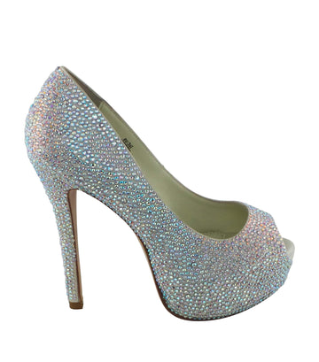 Benjamin Adams Miami Jewel Platforms in silver with mild multi-color jewels. Perfect for glam events &amp; special occasions.