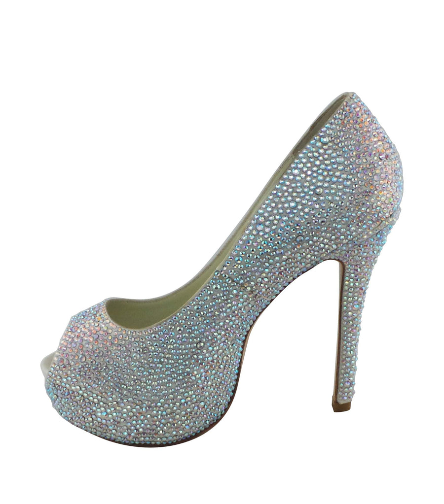 Benjamin Adams Miami Jewel Platforms in silver with mild multi-color jewels. Perfect for glam events &amp; special occasions.