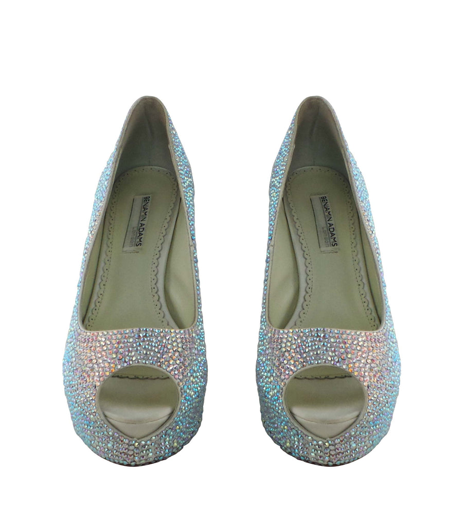 Benjamin Adams Miami Jewel Platforms in silver with mild multi-color jewels. Perfect for glam events &amp; special occasions.