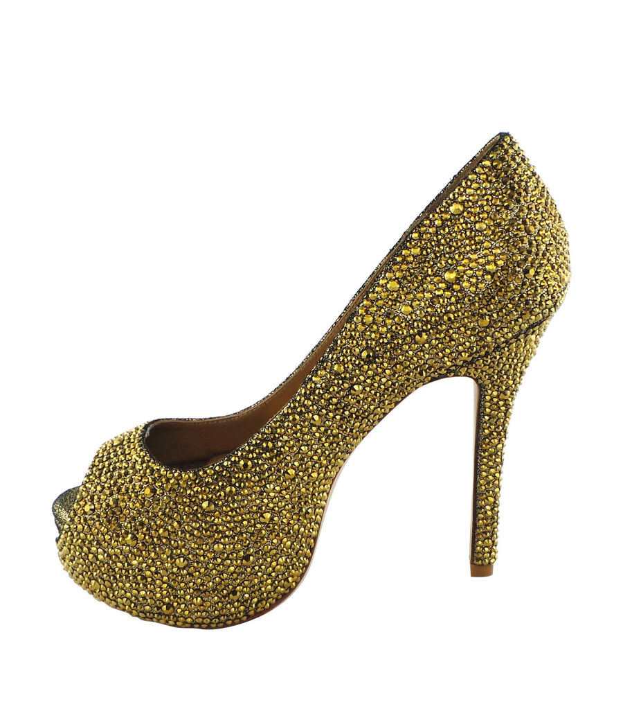 Benjamin Adams Miami Jewel Platforms in gold. Perfect for glam events &amp; special occasions.