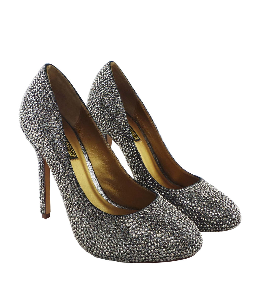 Benjamin Adams Auckland Jewel Encrusted Pumps in silver flare are perfect for weddings &amp; formal events.