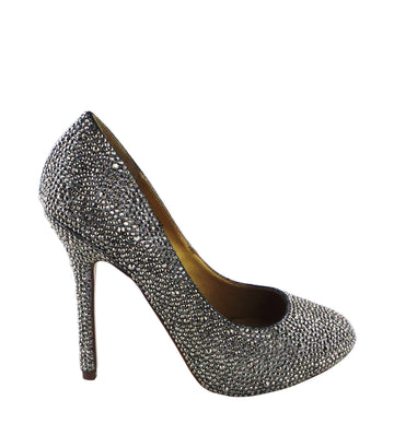 Benjamin Adams Auckland Jewel Encrusted Pumps in silver flare are perfect for weddings &amp; formal events.