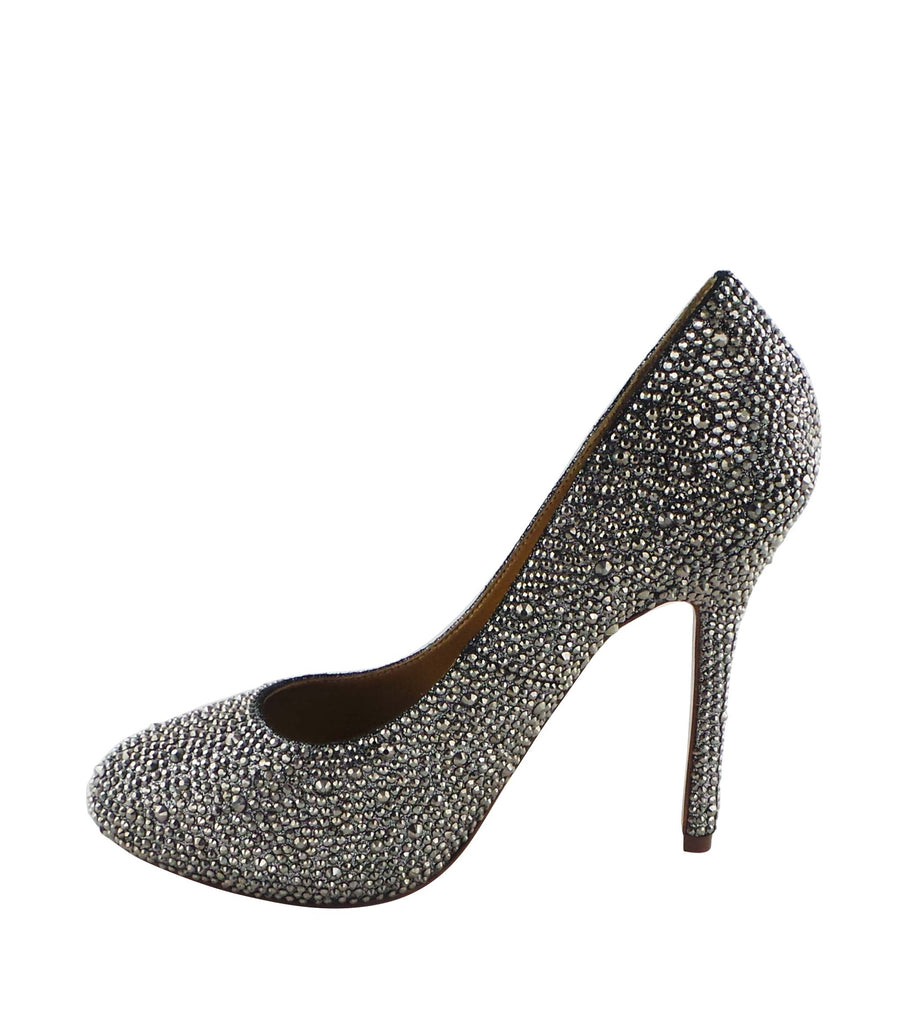 Benjamin Adams Auckland Jewel Encrusted Pumps in silver flare are perfect for weddings &amp; formal events.