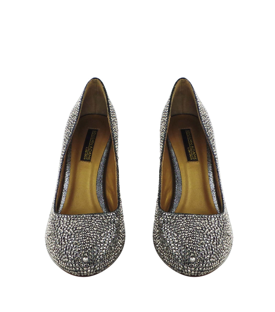 Benjamin Adams Auckland Jewel Encrusted Pumps in silver flare are perfect for weddings &amp; formal events.