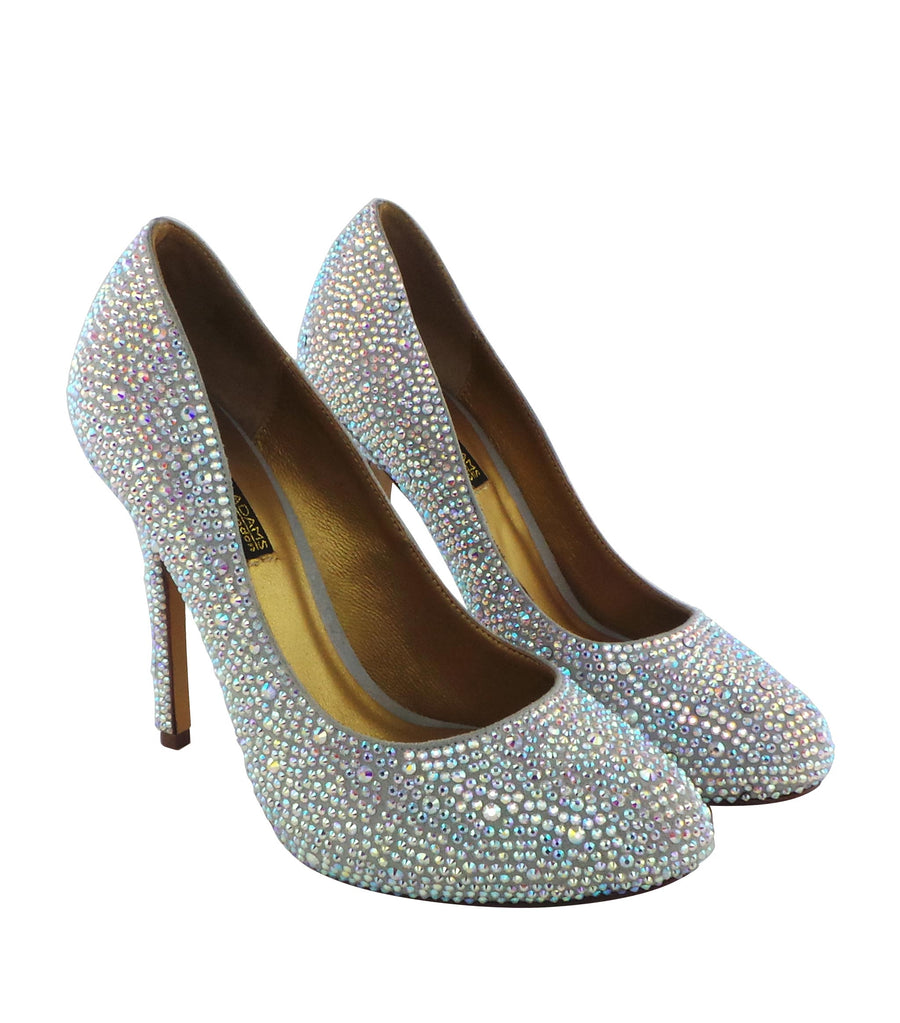 Benjamin Adams Auckland Jewel Encrusted Pumps in silver. Perfect for weddings &amp; formal events.