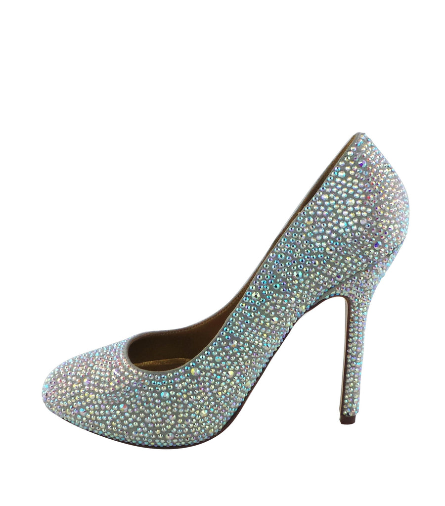 Benjamin Adams Auckland Jewel Encrusted Pumps in silver. Perfect for weddings &amp; formal events.