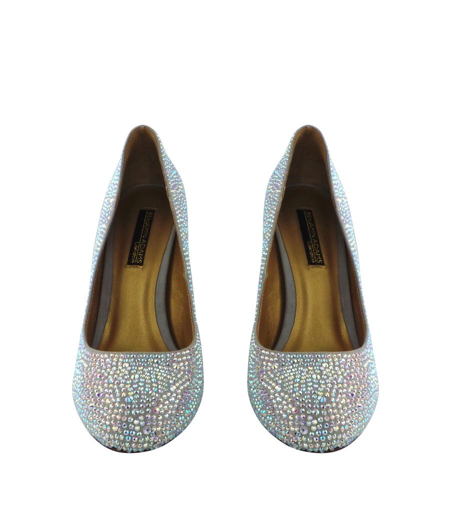 Benjamin Adams Auckland Jewel Encrusted Pumps in silver. Perfect for weddings &amp; formal events.