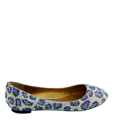 Benjamin Adams Memphis Jewel Leopard Ballerinas in blue. Perfect for chic &amp; glamorous looks.