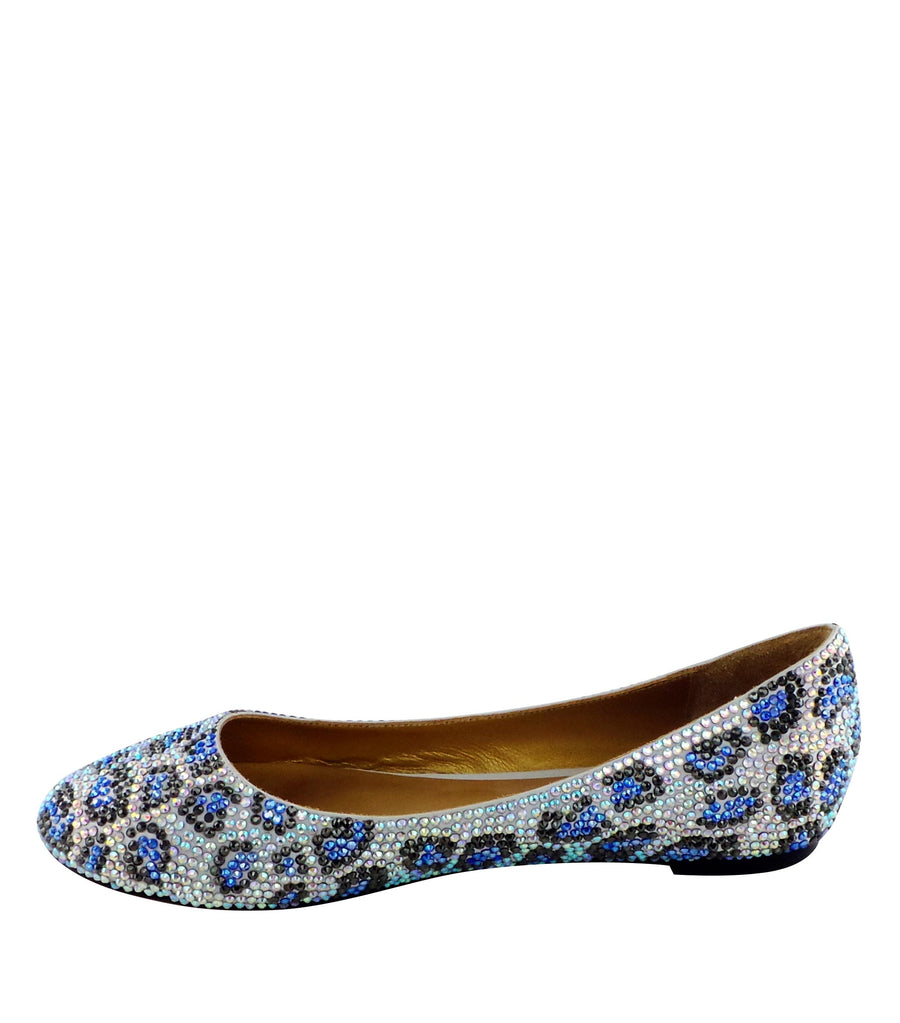 Benjamin Adams Memphis Jewel Leopard Ballerinas in blue. Perfect for chic &amp; glamorous looks.