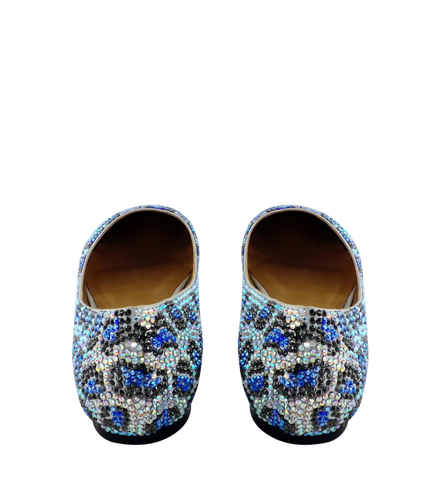 Benjamin Adams Memphis Jewel Leopard Ballerinas in blue. Perfect for chic &amp; glamorous looks.