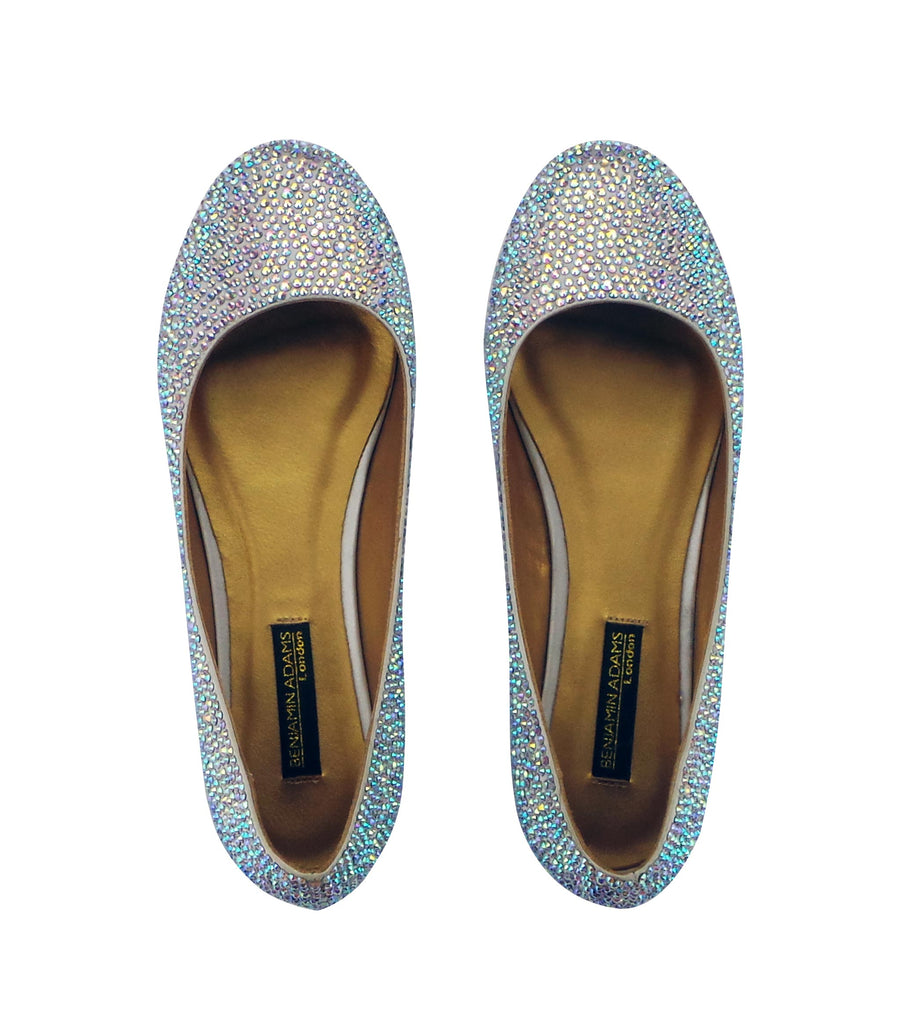 Benjamin Adams Memphis Jewel Ballerinas in silver with mild multi-color jewels. Perfect for chic &amp; versatile looks.