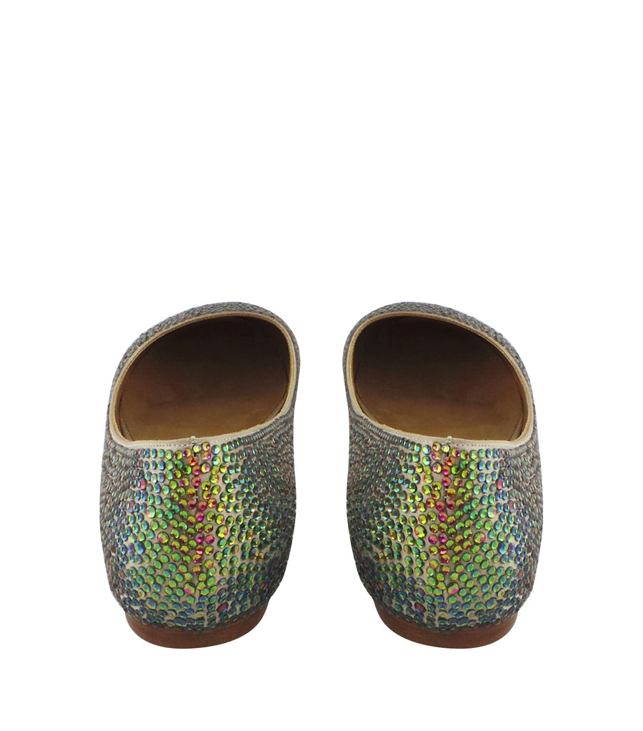 Benjamin Adams Memphis Jewel Ballerinas in gold with multi-color jewels. Perfect for chic &amp; vibrant looks.