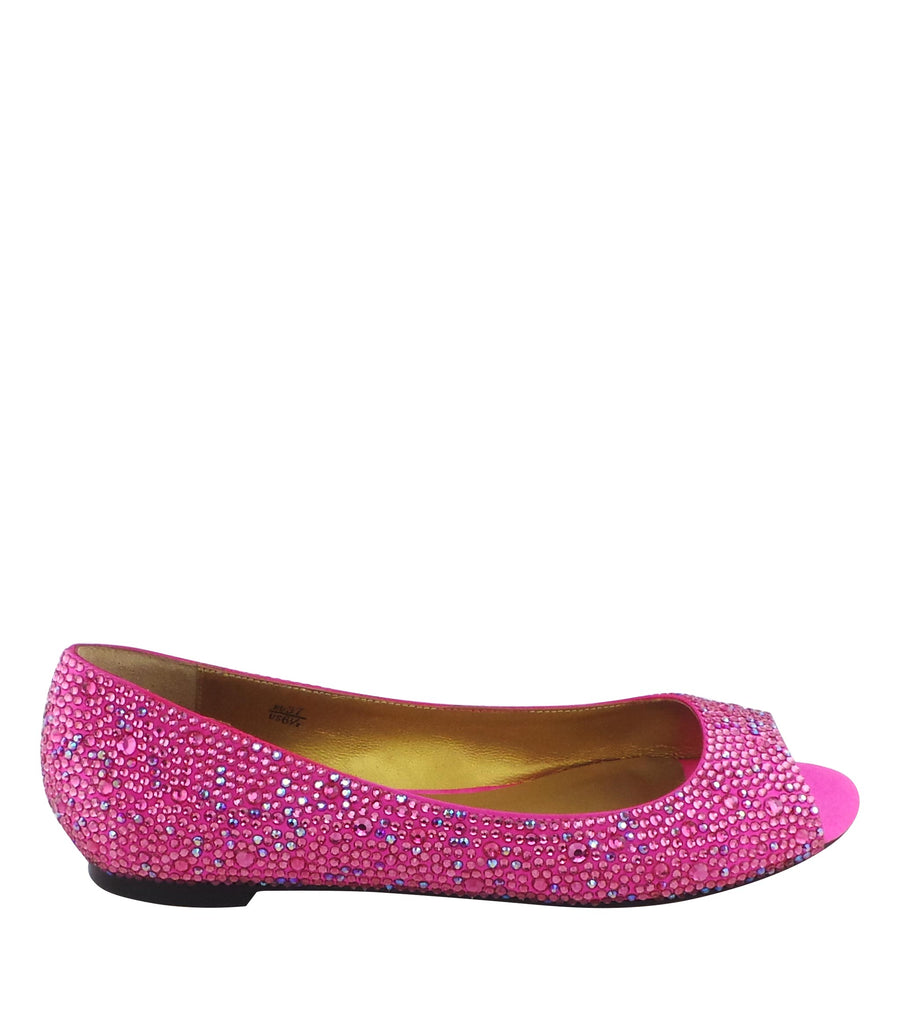 Benjamin Adams Reno Rhinestone Ballerinas in fuchsia. Perfect for chic &amp; bold looks.