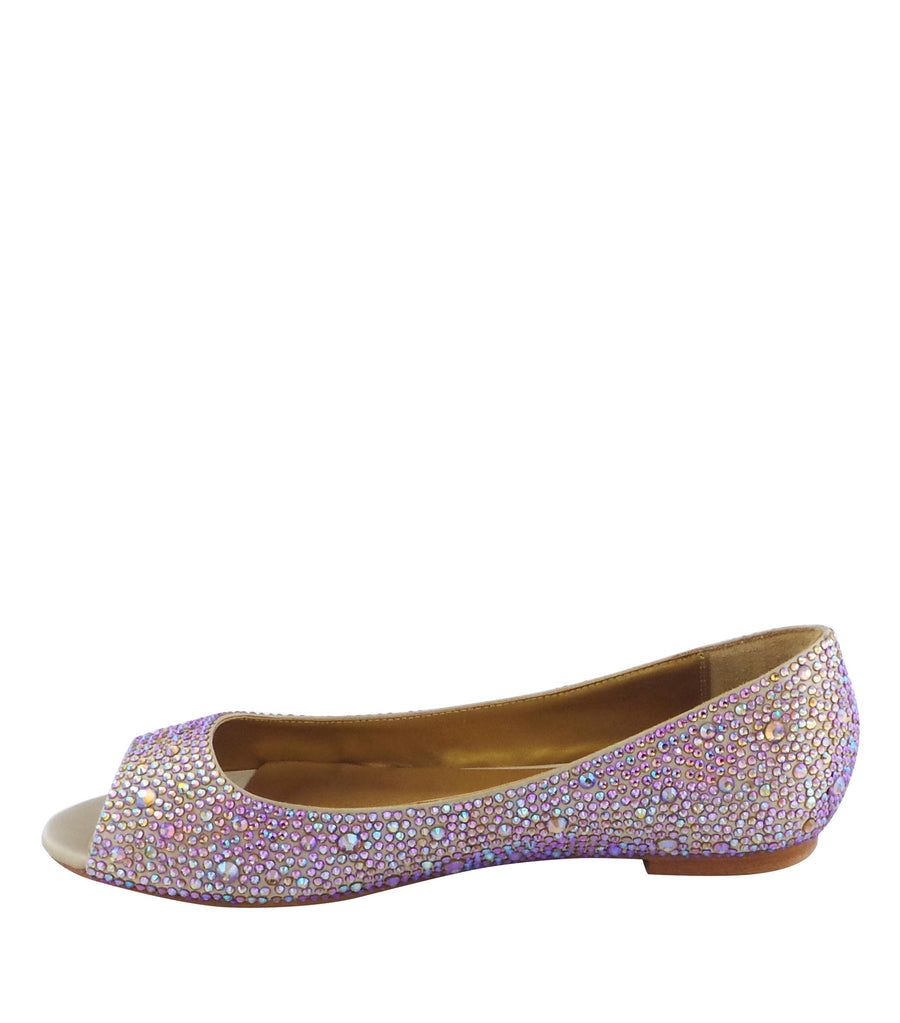 Benjamin Adams Reno Rhinestone Ballerinas in pinkish gold topaz. Perfect for chic &amp; glamorous looks.