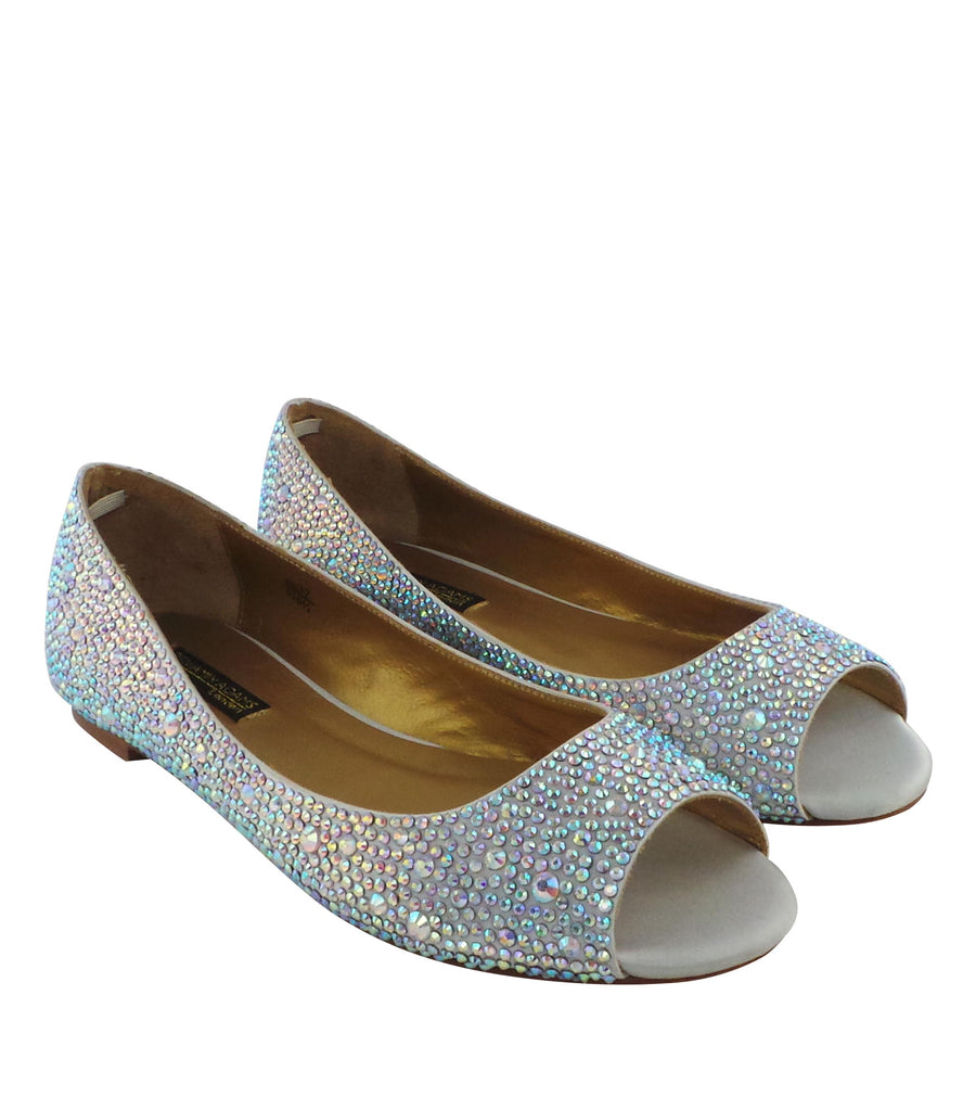 Benjamin Adams Reno Rhinestone Ballerinas in silver. Perfect for chic &amp; versatile looks.