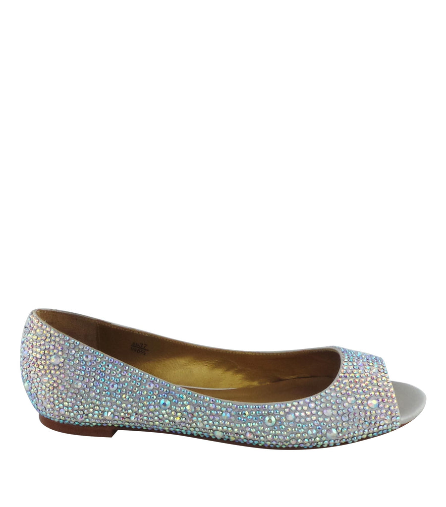 Benjamin Adams Reno Rhinestone Ballerinas in silver. Perfect for chic &amp; versatile looks.