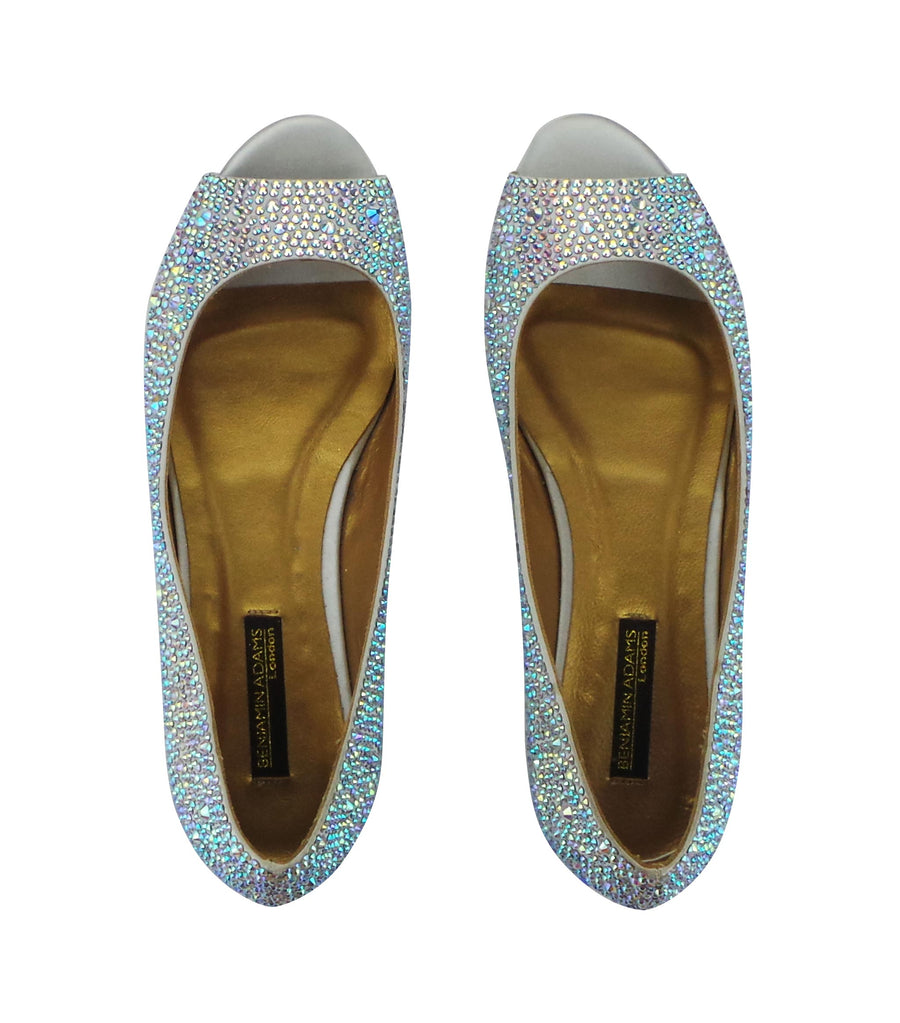 Benjamin Adams Reno Rhinestone Ballerinas in silver. Perfect for chic &amp; versatile looks.