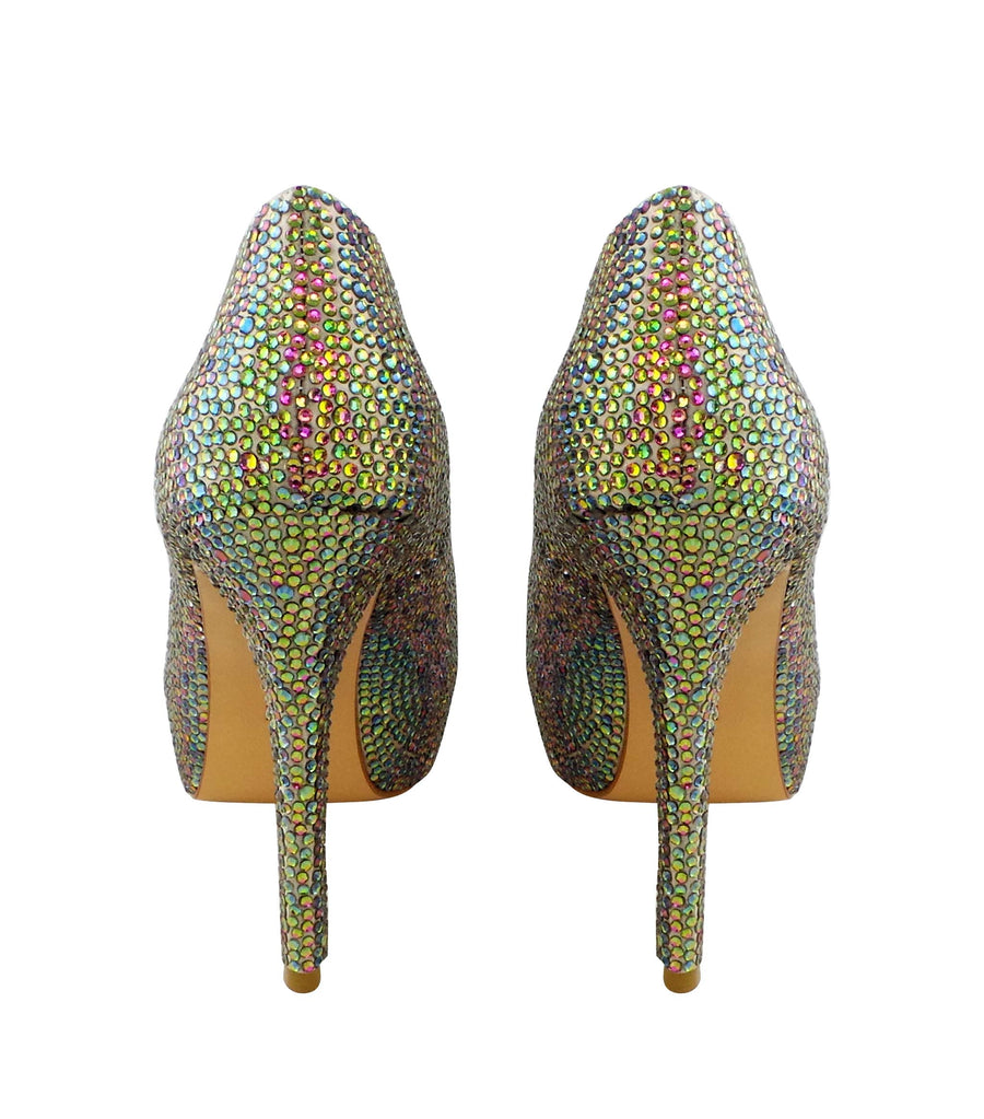 Benjamin Adams Miami Jewel Platforms in gold with multi-color jewels. Perfect for glam events &amp; special occasions.