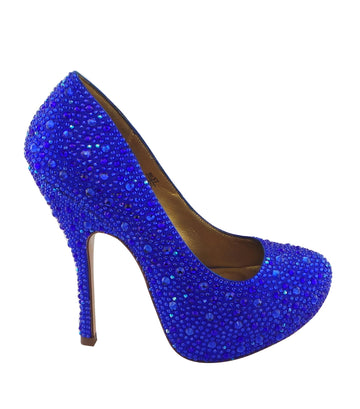 Step into luxury with the Benjamin Adams Rio Jewel Platforms in blue. Perfect for glam events &amp; special occasions.