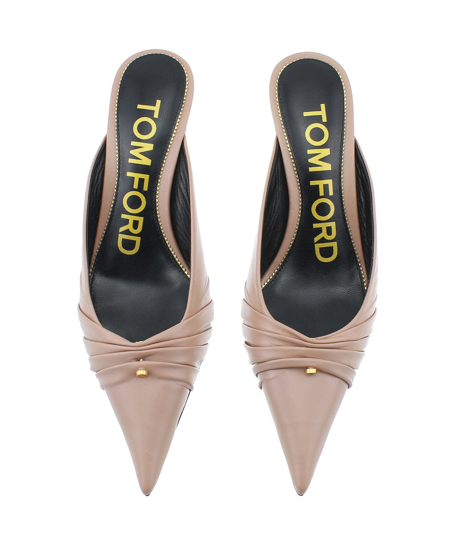 TOM FORD Pointed Pleated Leather Mules W2568T-LKD002