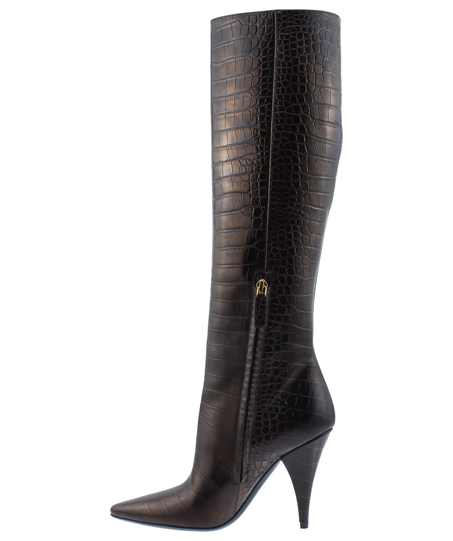 TOM FORD Crocodile Embossed Leather Boots W2690T-LCL102