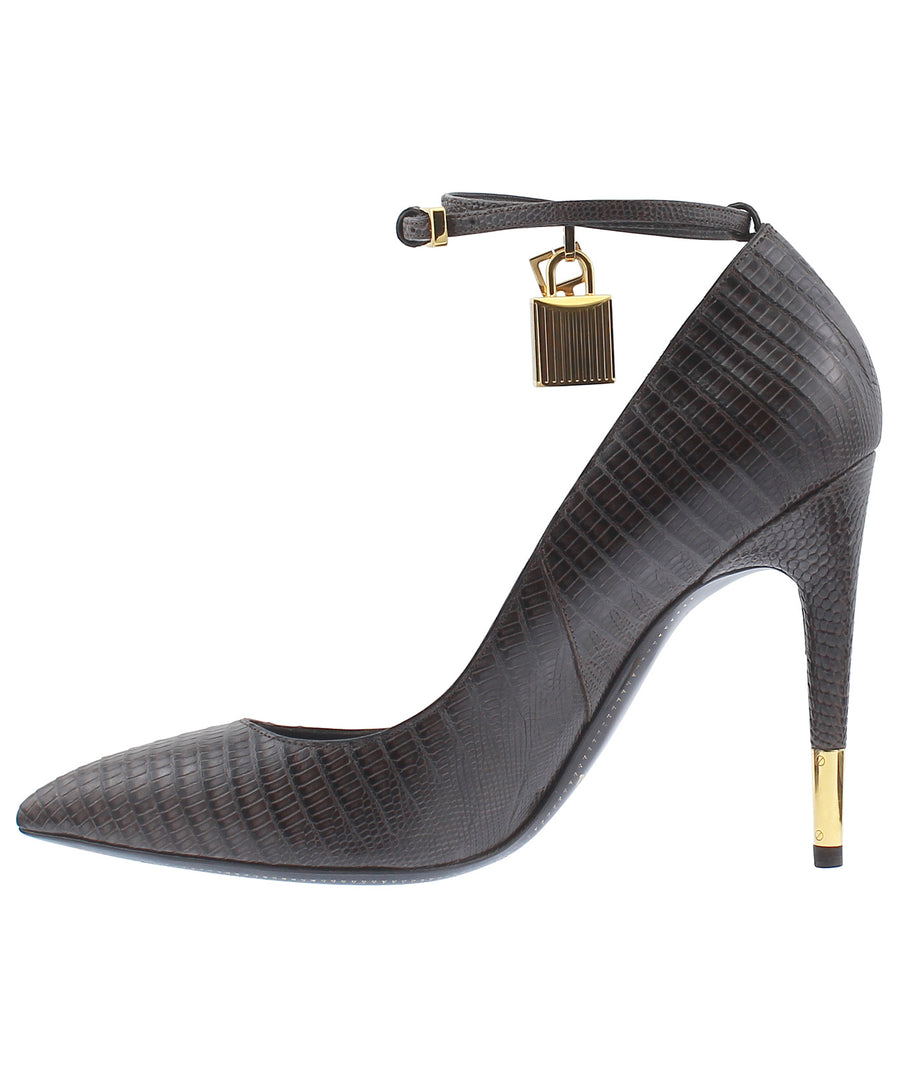 TOM FORD Python Leather Padlock Charm Pumps W0593T-TEJ