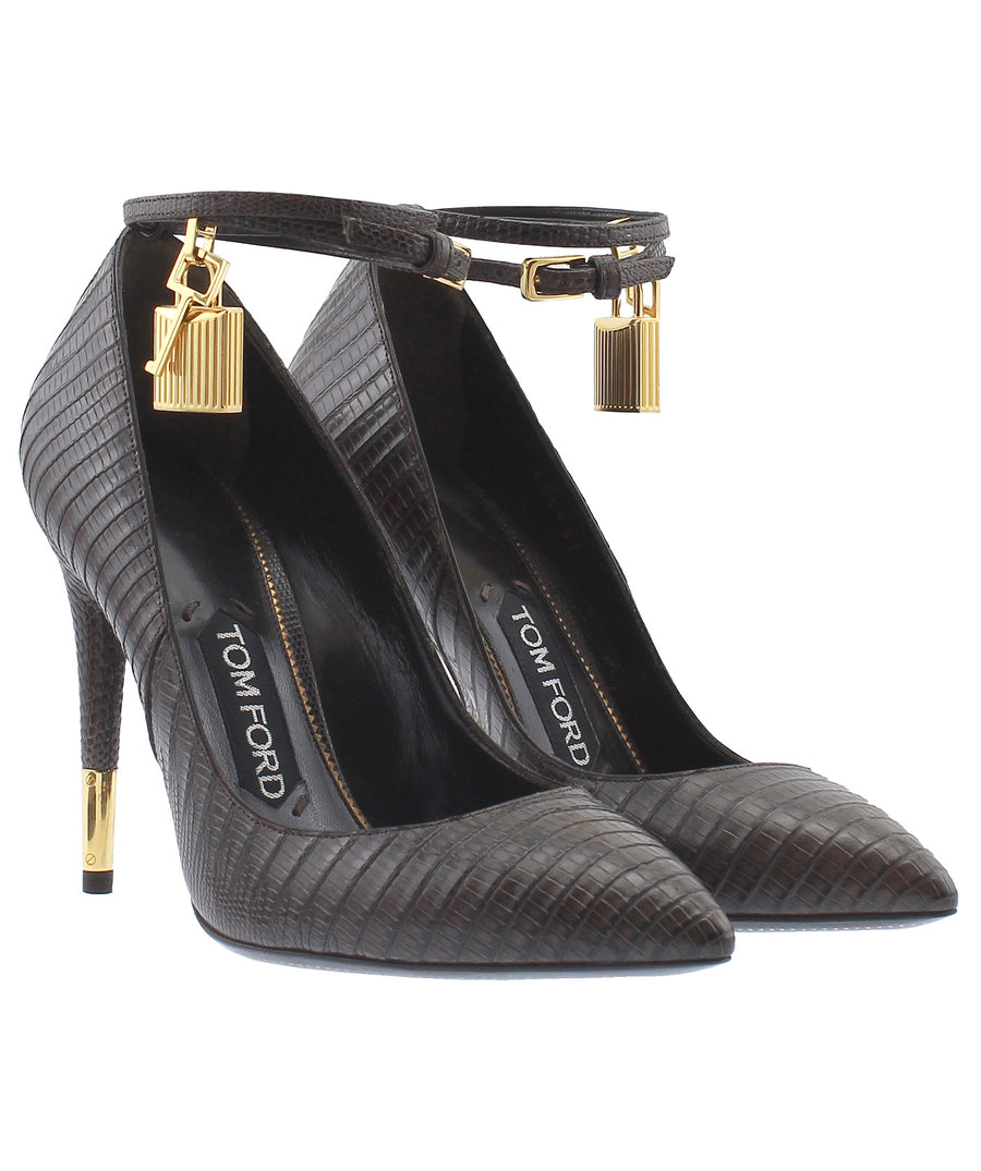 TOM FORD Python Leather Padlock Charm Pumps W0593T-TEJ