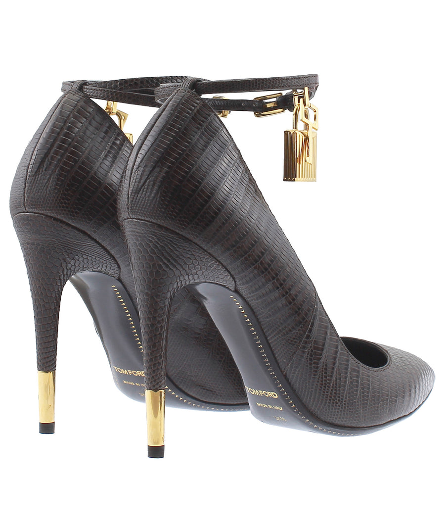 TOM FORD Python Leather Padlock Charm Pumps W0593T-TEJ