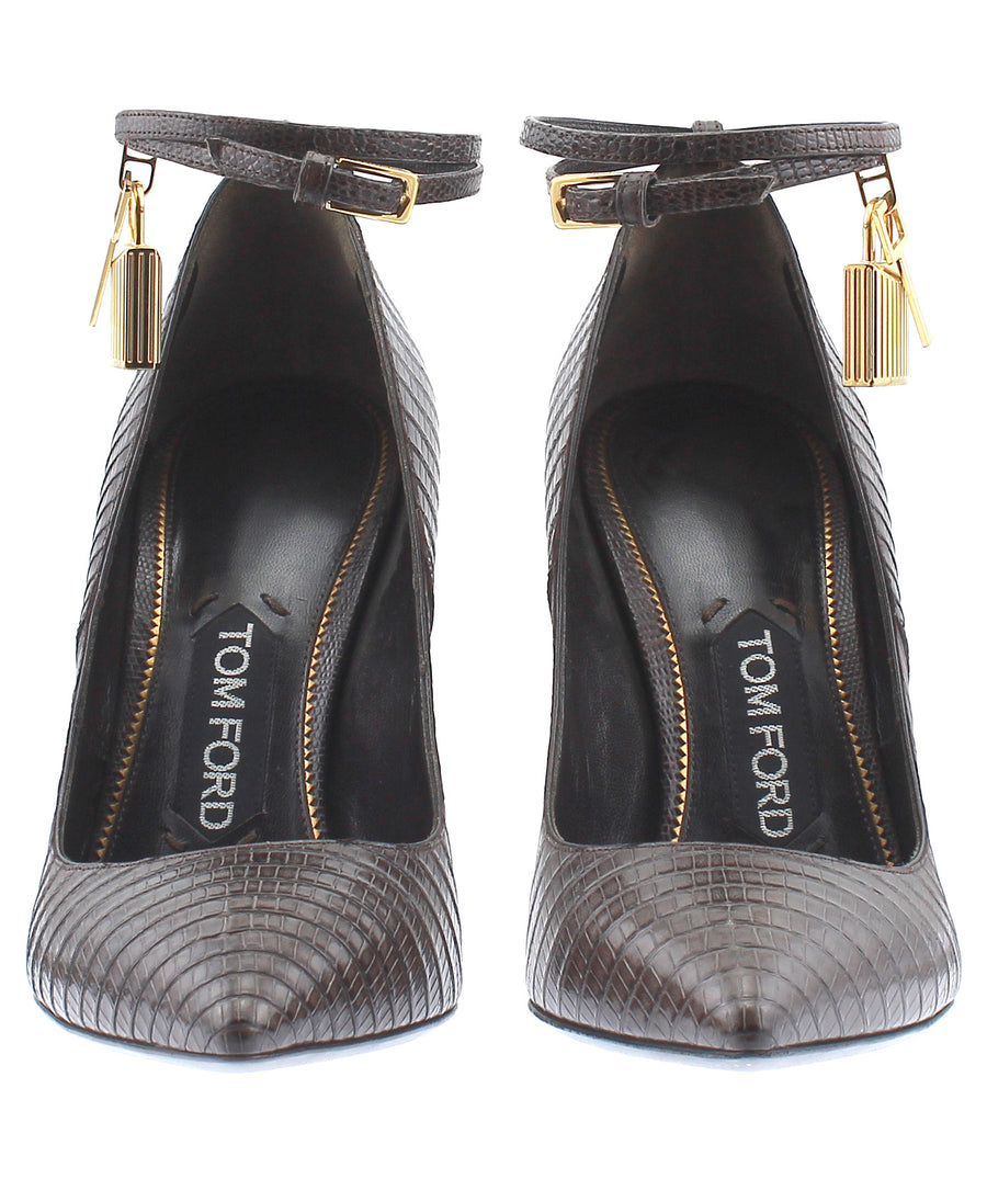 TOM FORD Python Leather Padlock Charm Pumps W0593T-TEJ