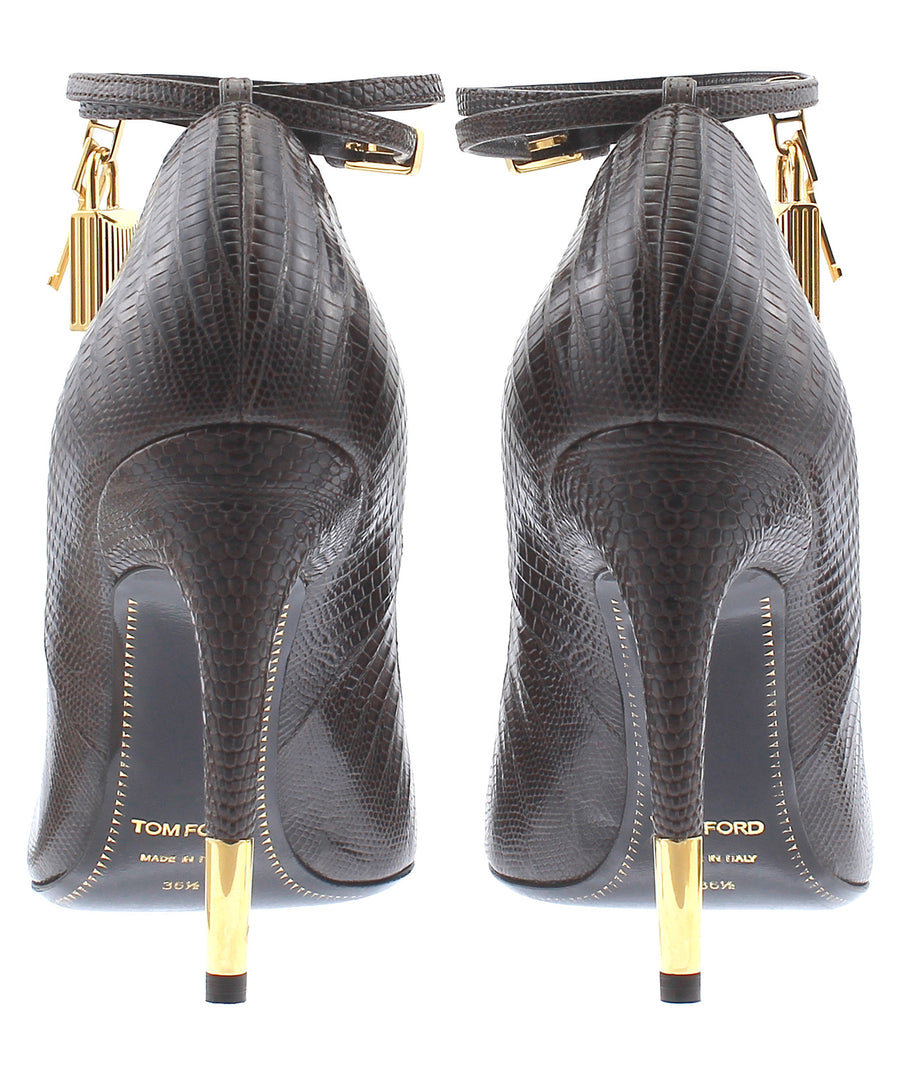 TOM FORD Python Leather Padlock Charm Pumps W0593T-TEJ