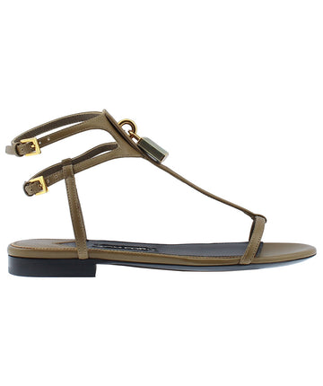 TOM FORD Padlock Charm Flat Leather Sandals W1660T-SCA