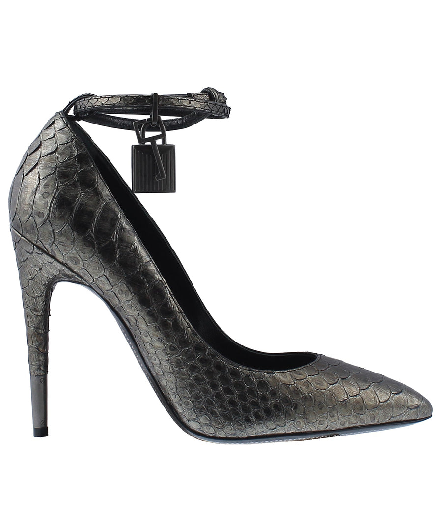 TOM FORD Python Leather Padlock Charm Pumps W2030G-PYT