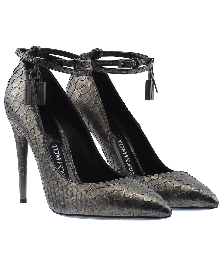 TOM FORD Python Leather Padlock Charm Pumps W2030G-PYT