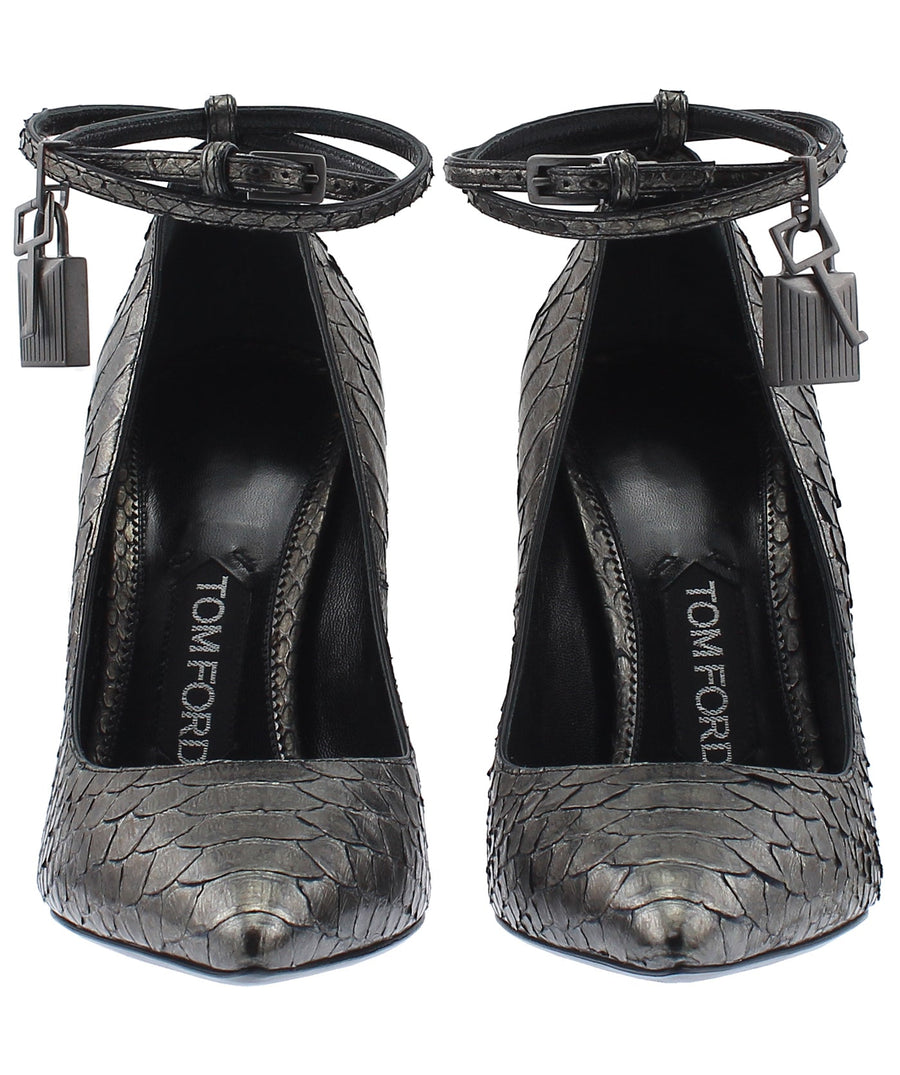 TOM FORD Python Leather Padlock Charm Pumps W2030G-PYT