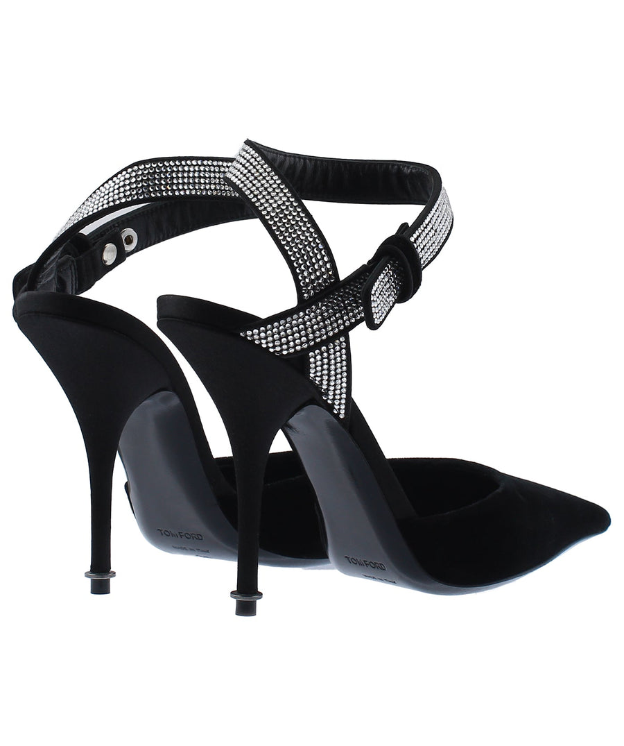 TOM FORD Asymmetric Crystal Ankle Strap Pumps W2470R-IVE001