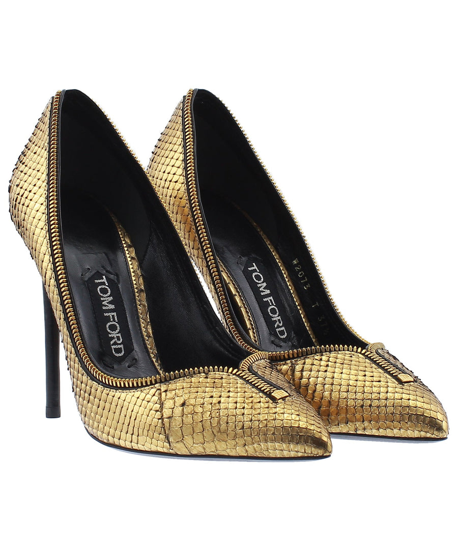 TOM FORD Python Leather Zipper Trim Pumps W2073T-PTF